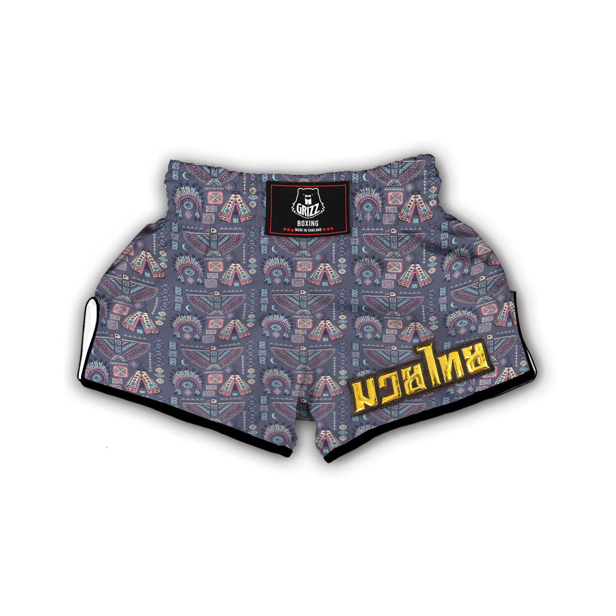 Navajo Native Aztec Indians American Tribal Print Muay Thai Boxing Shorts-grizzshop