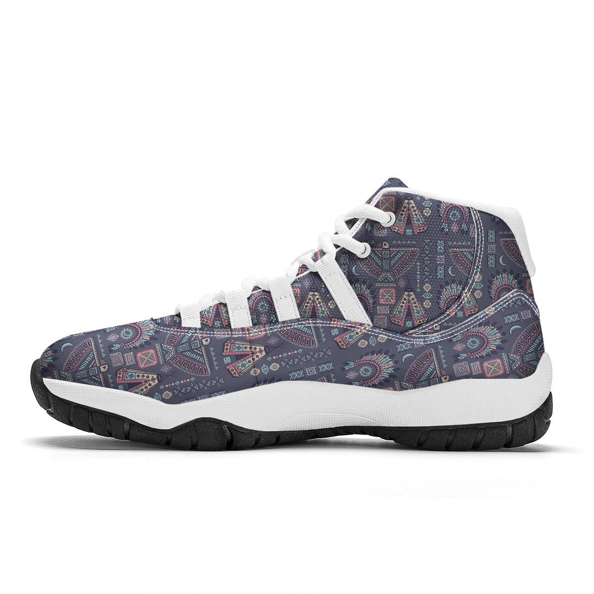 Navajo Native Aztec Indians American Tribal Print White Bball Shoes-grizzshop