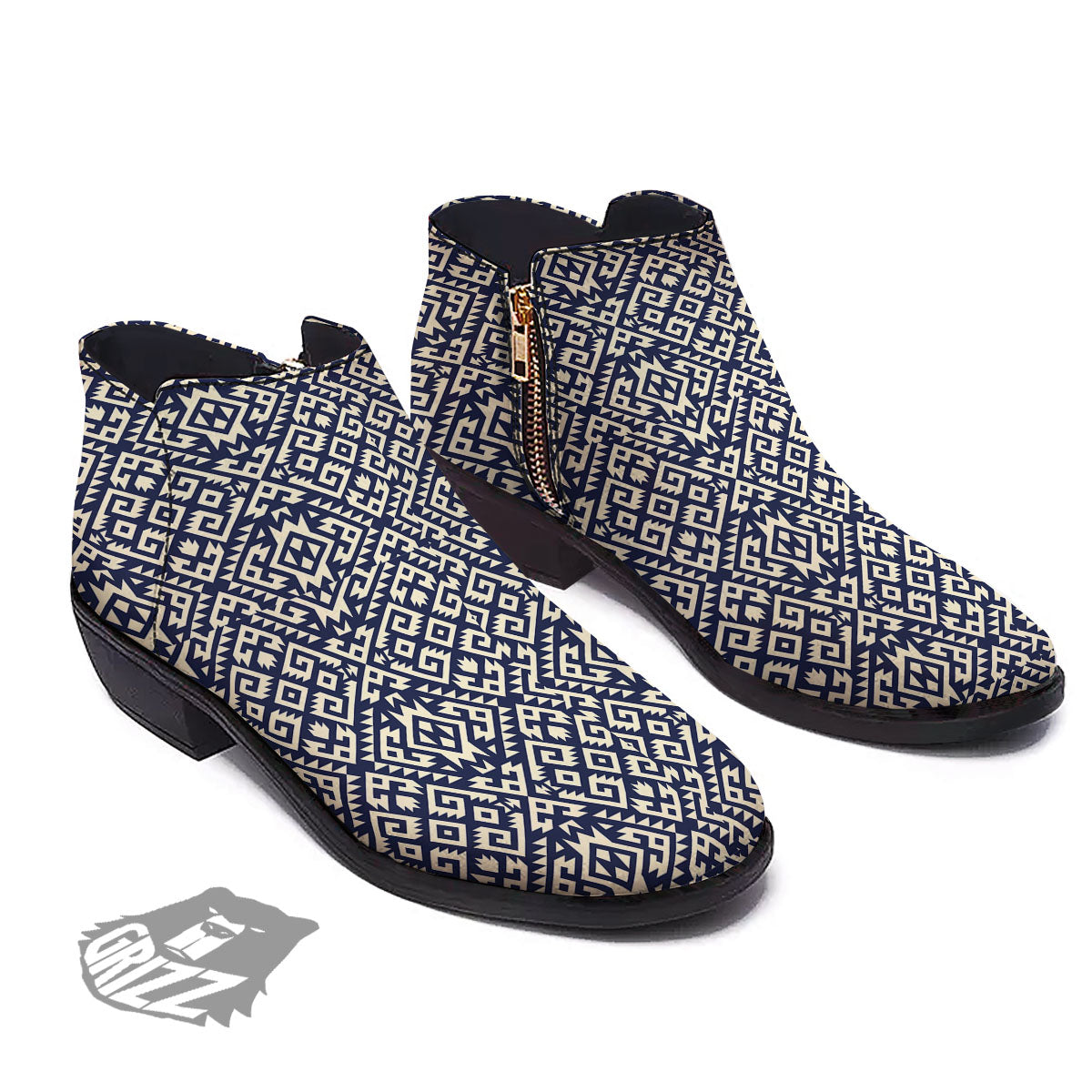 Navajo Native Indian Print Pattern Ankle Boots-grizzshop