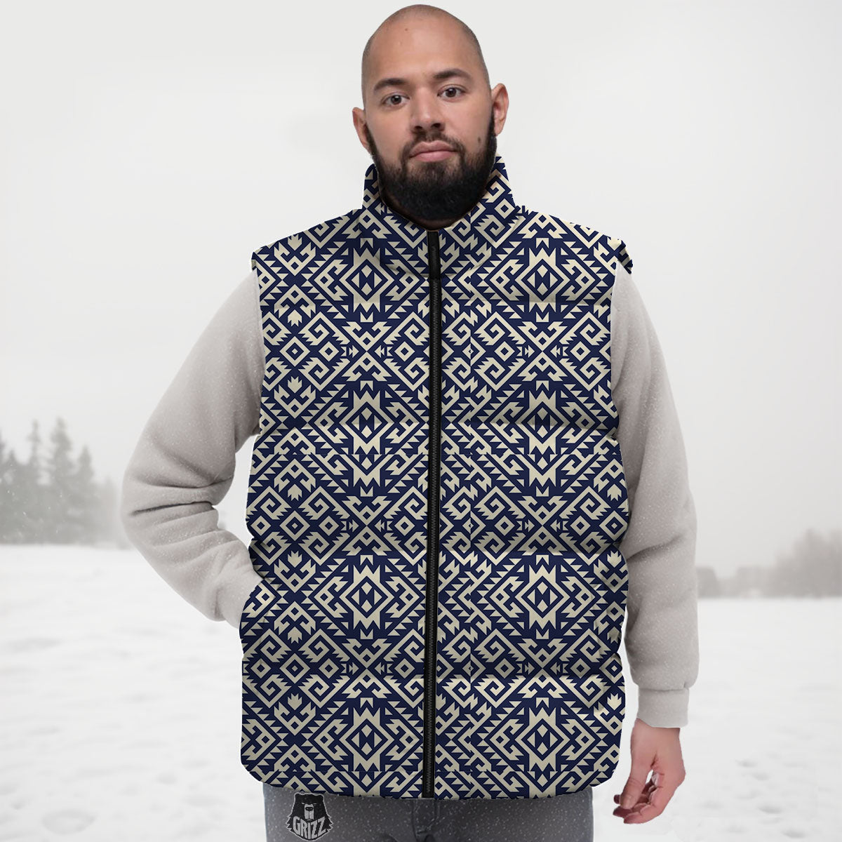 Navajo Native Indian Print Pattern Down Vest