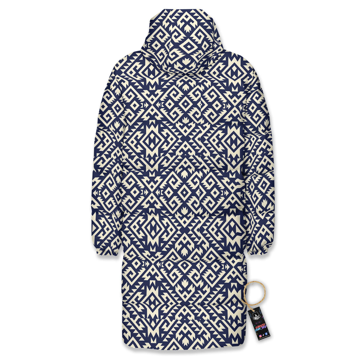 Navajo Native Indian Print Pattern Long Down Jacket-grizzshop