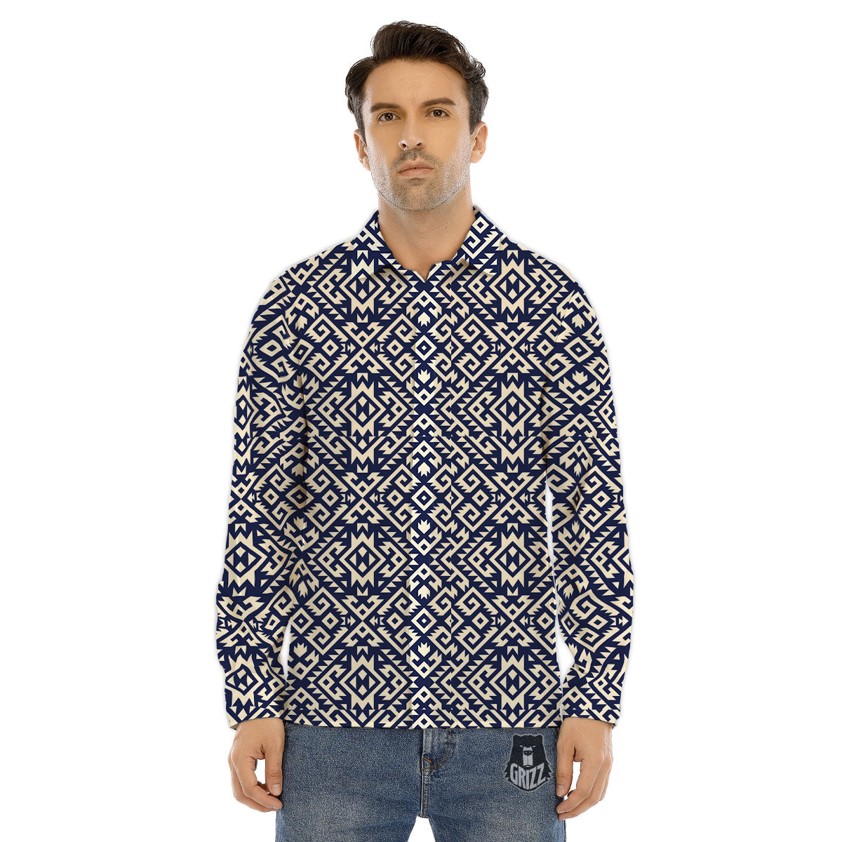 Navajo Native Indian Print Pattern Men's Dress Shirts-grizzshop