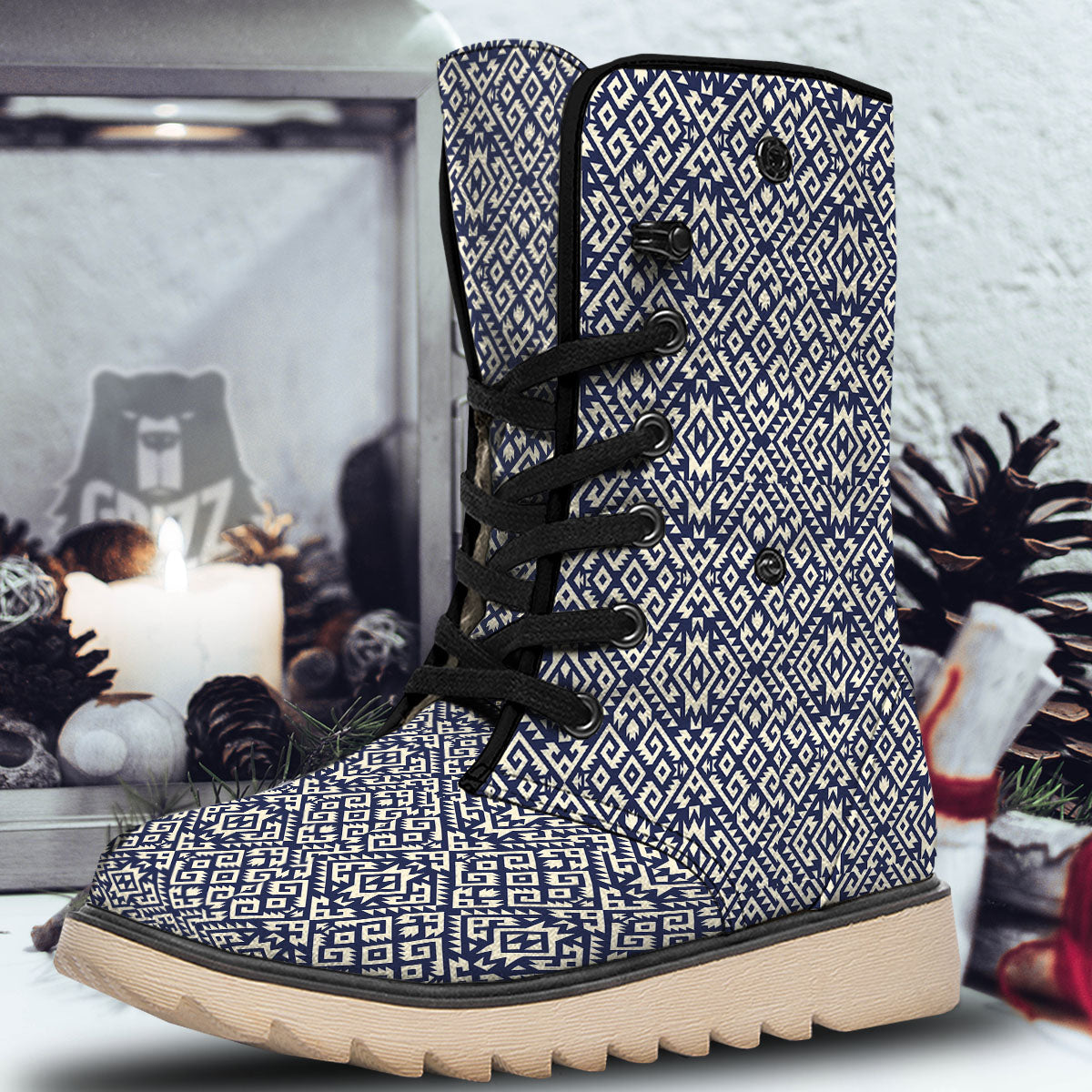 Navajo Native Indian Print Pattern Snow Boots-grizzshop