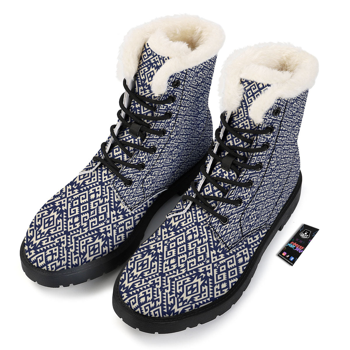 Navajo Native Indian Print Pattern Winter Boots-grizzshop