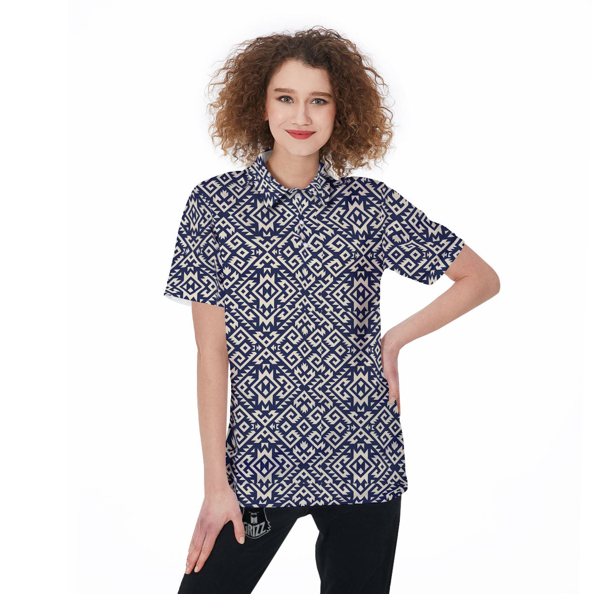 Navajo Native Indian Print Pattern Women's Golf Shirts-grizzshop