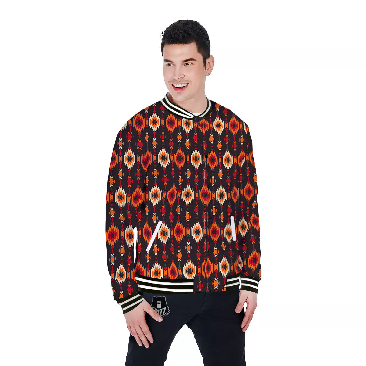 Navajo Native Pattern Baseball Jacket-grizzshop