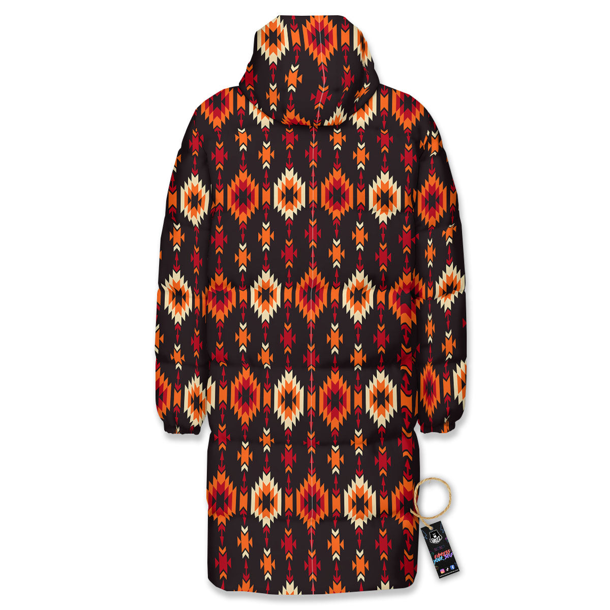 Navajo Native Pattern Long Down Jacket-grizzshop