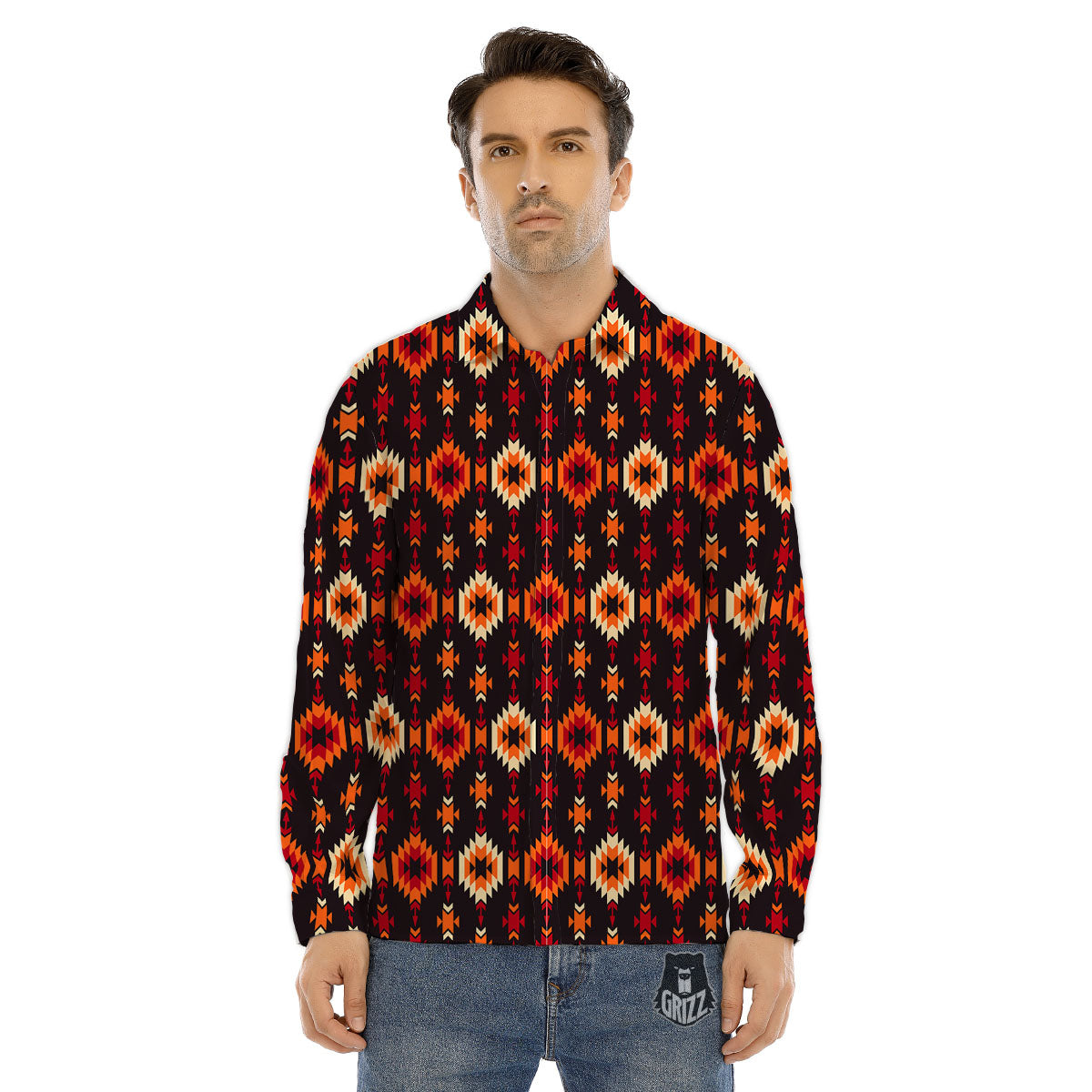 Navajo Native Pattern Men's Dress Shirts-grizzshop
