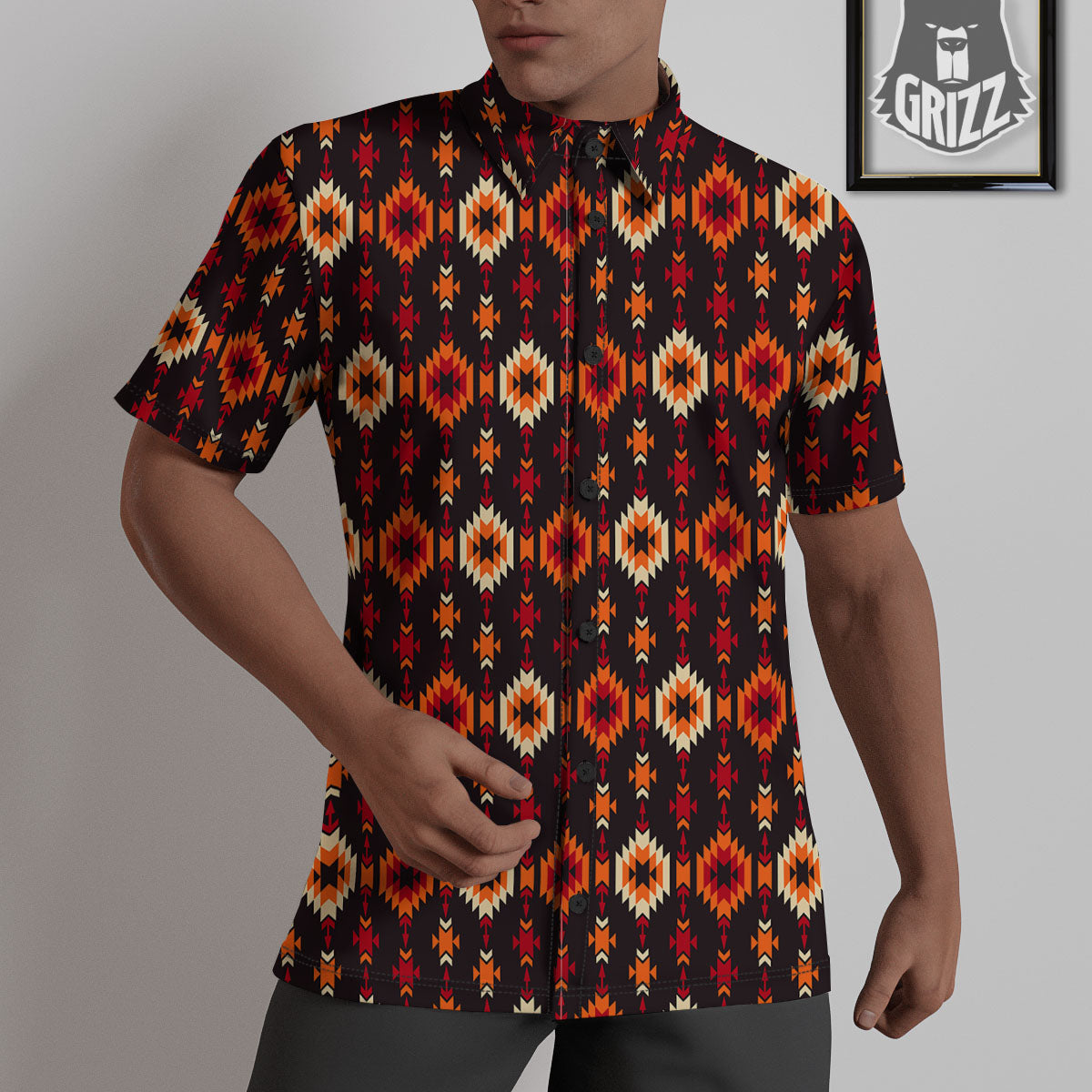 Navajo Native Pattern Untucked Shirts-grizzshop