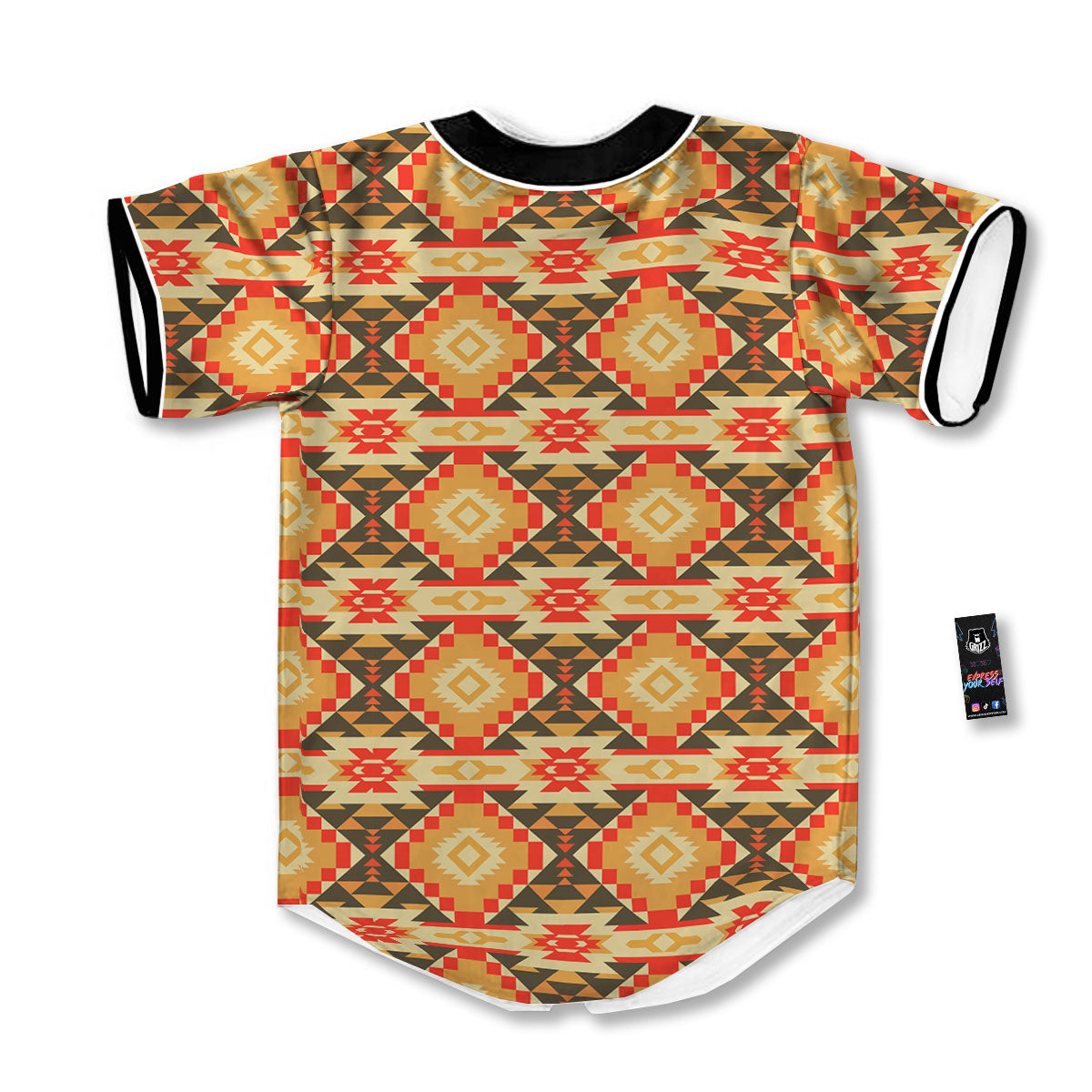 Navajo Native Print Pattern Baseball Jersey-grizzshop