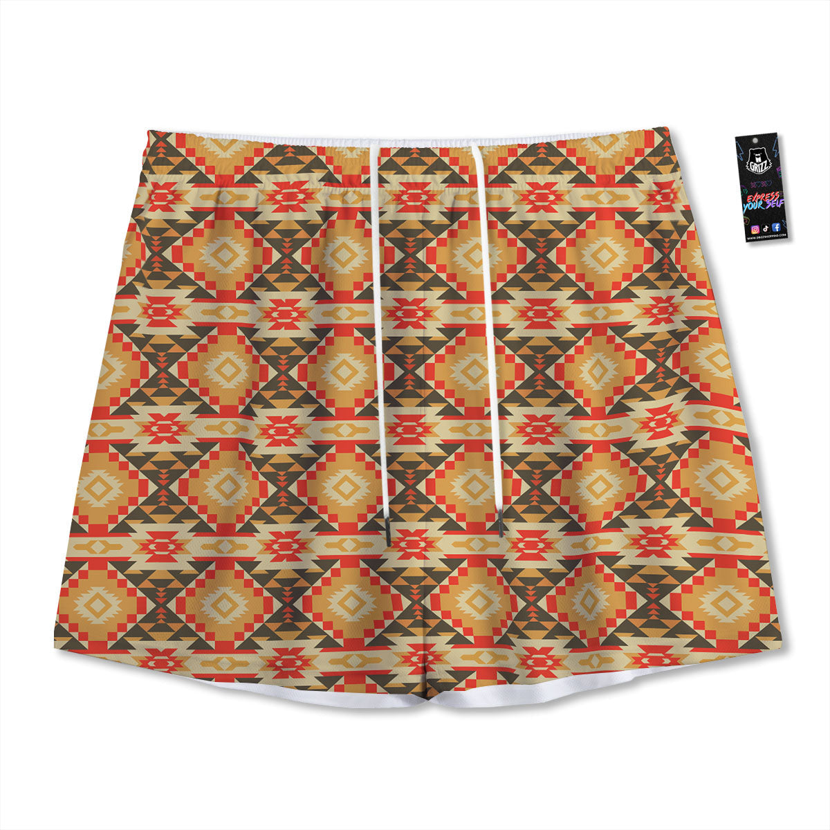 Navajo Native Print Pattern Mesh Shorts