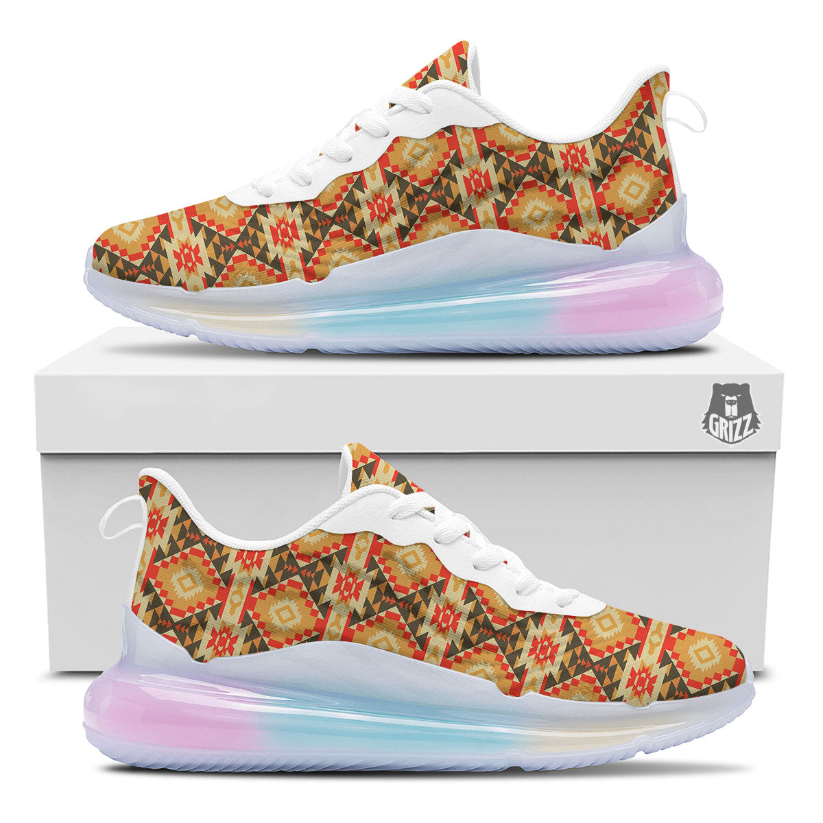 Navajo Native Print Pattern Running Sneakers-grizzshop