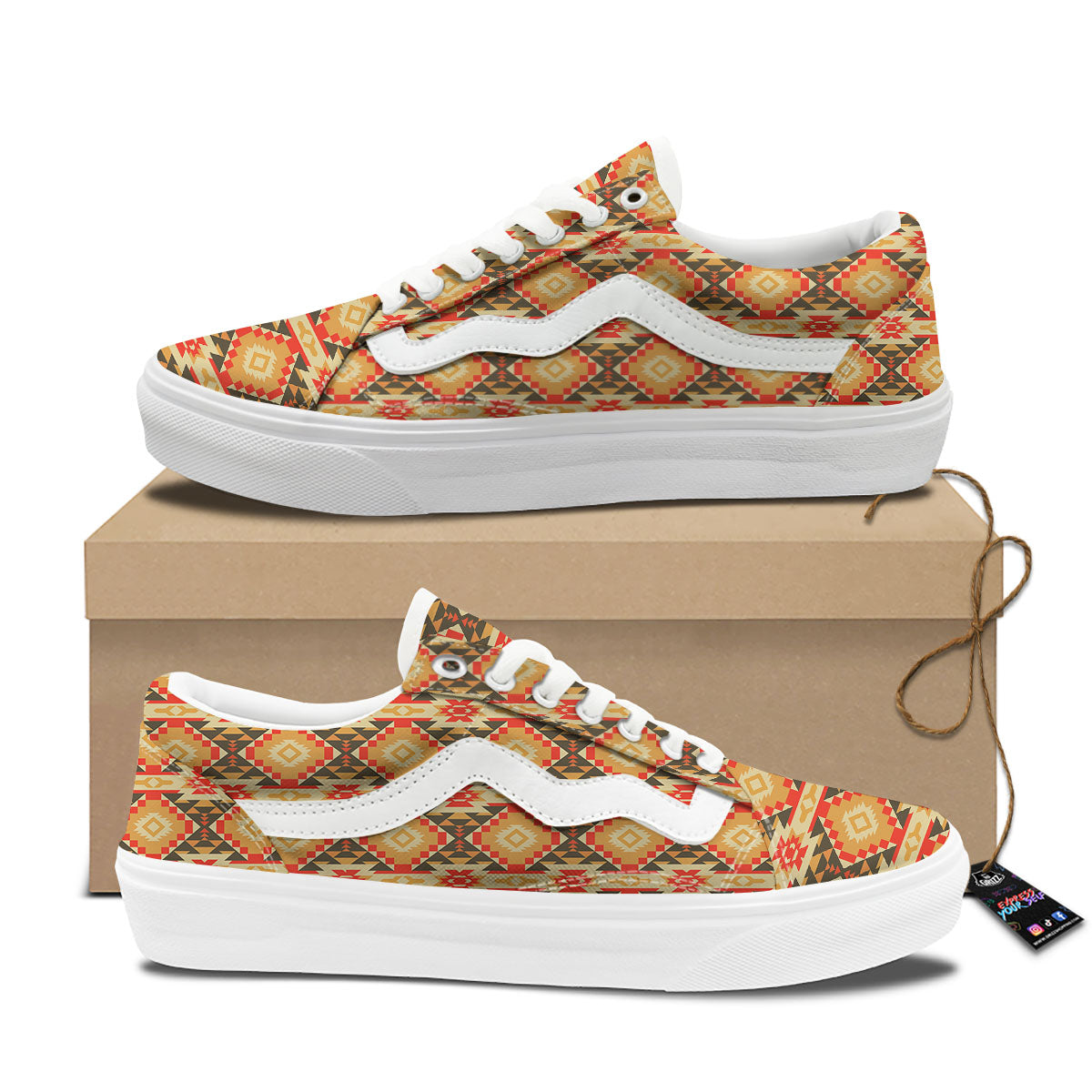 Navajo Native Print Pattern Skate Shoes-grizzshop