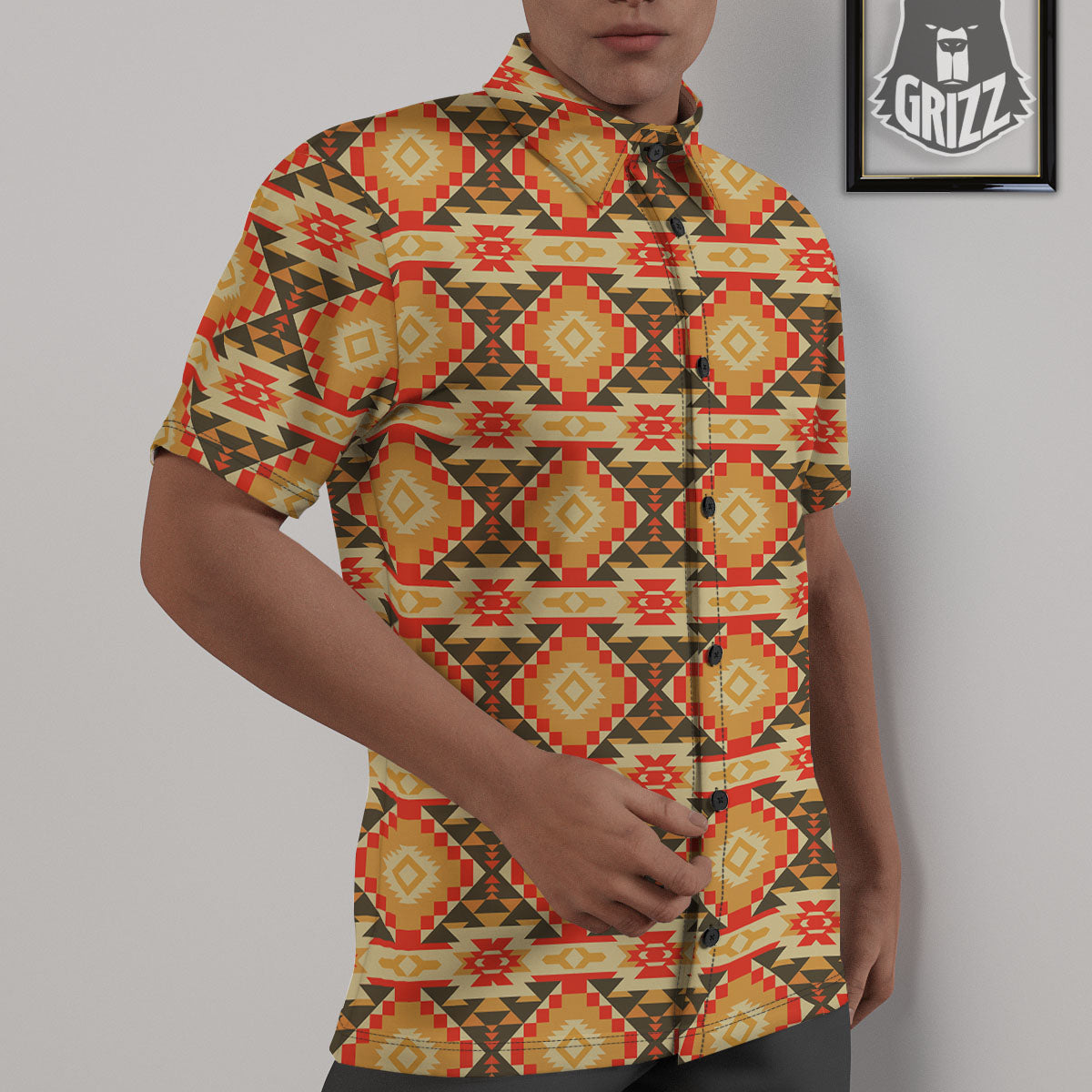 Navajo Native Print Pattern Untucked Shirts-grizzshop