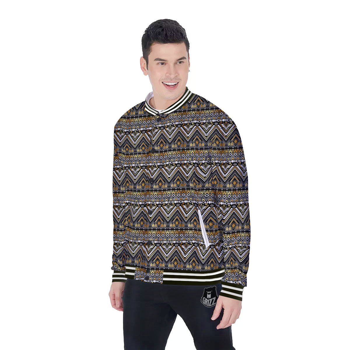 Navajo Native Tribal Print Pattern Baseball Jacket-grizzshop