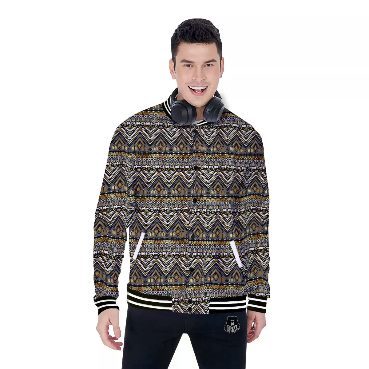 Navajo Native Tribal Print Pattern Baseball Jacket-grizzshop