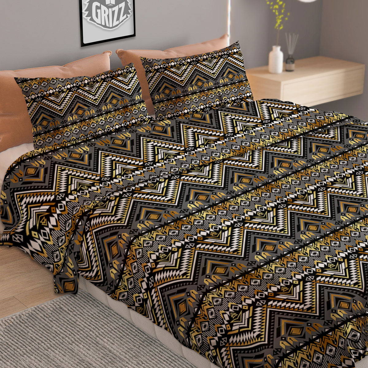 Navajo Native Tribal Print Pattern Duvet Cover Bedding Set