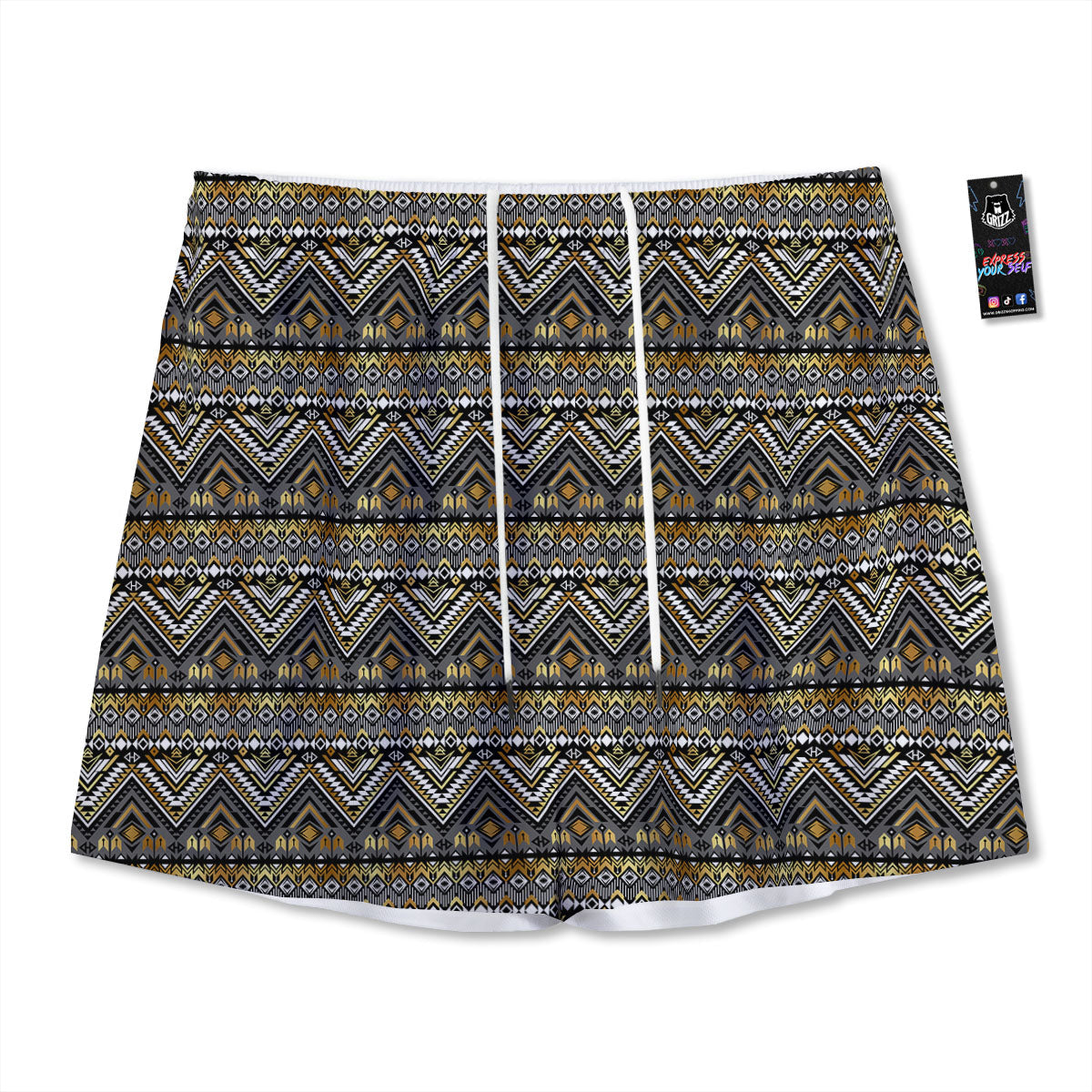 Navajo Native Tribal Print Pattern Mesh Shorts