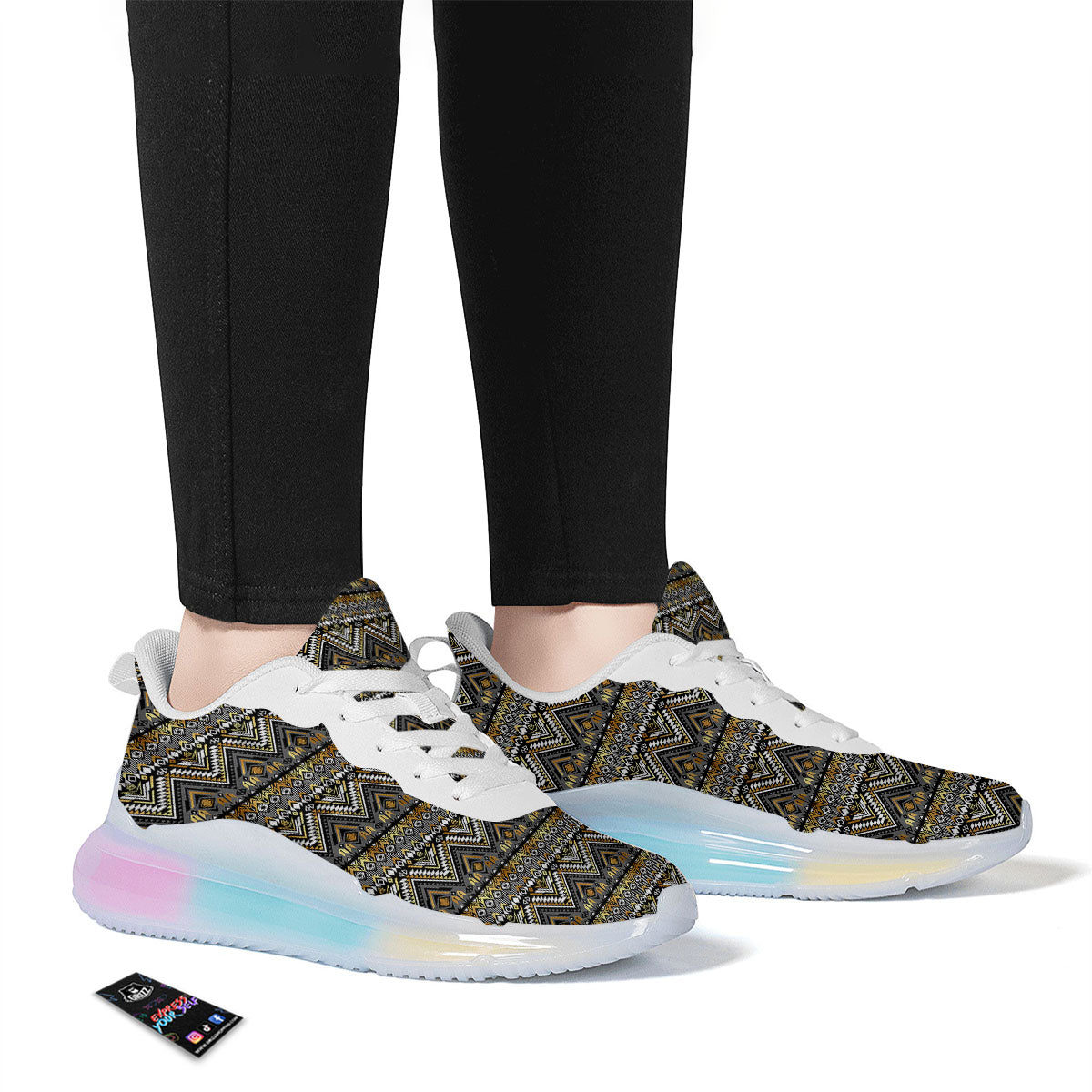 Navajo Native Tribal Print Pattern Running Sneakers-grizzshop