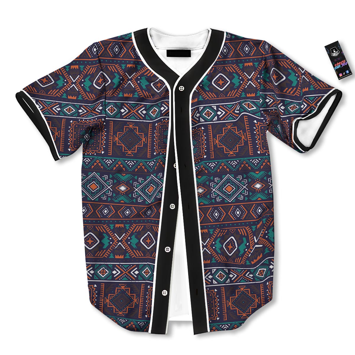 Navajo Retro Tribal Print Pattern Baseball Jersey-grizzshop