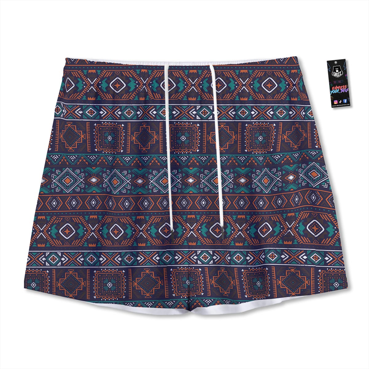 Navajo Retro Tribal Print Pattern Mesh Shorts