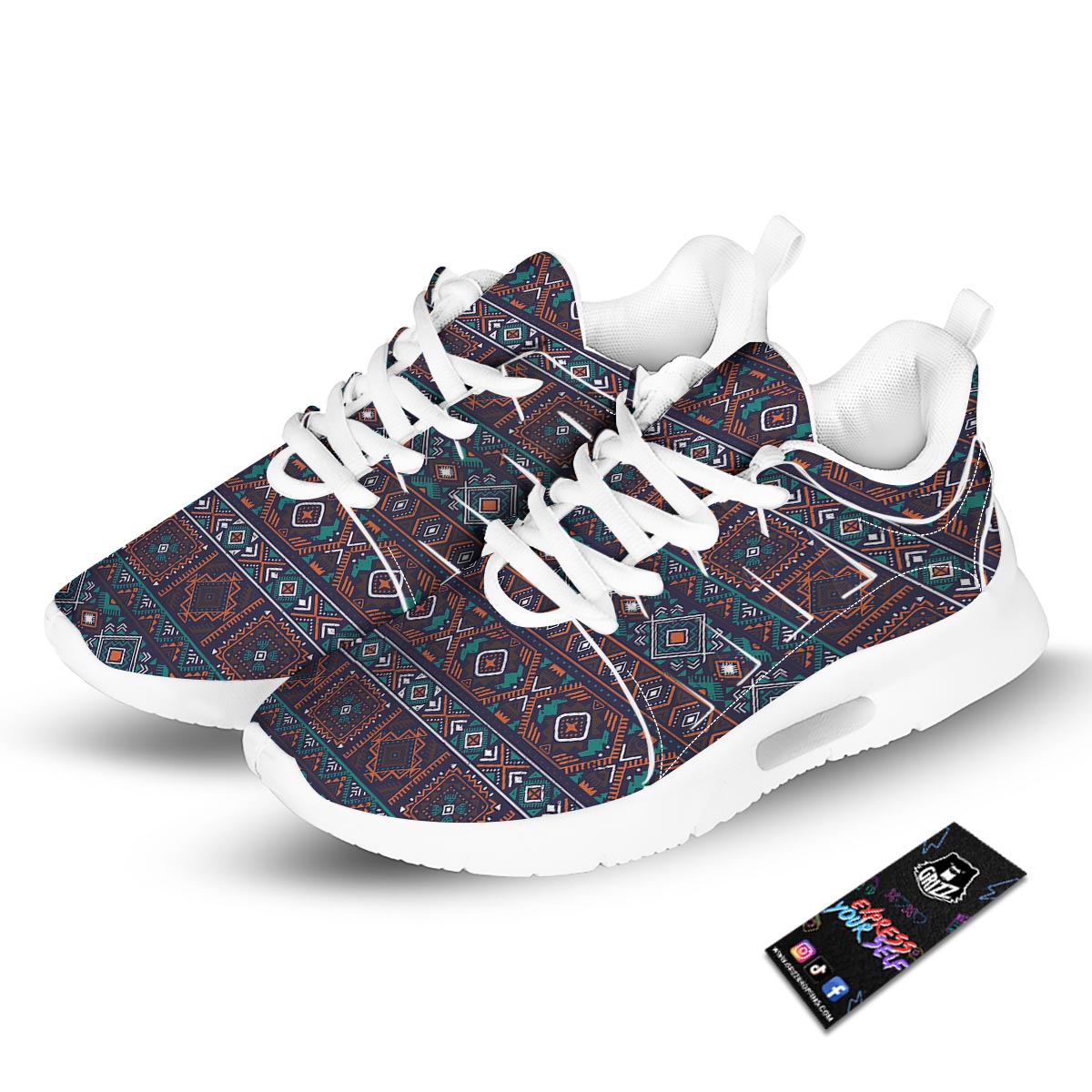 Navajo Retro Tribal Print Pattern Tennis Shoes-grizzshop