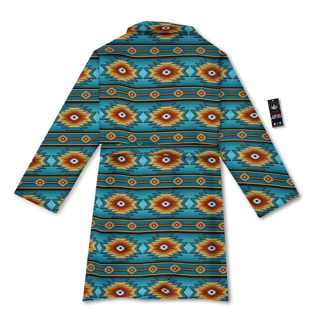 Navajo Teal Southwestern Print Pattern Bathrobe-grizzshop