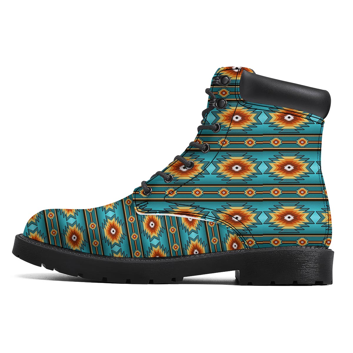 Navajo Teal Southwestern Print Pattern Boots-grizzshop