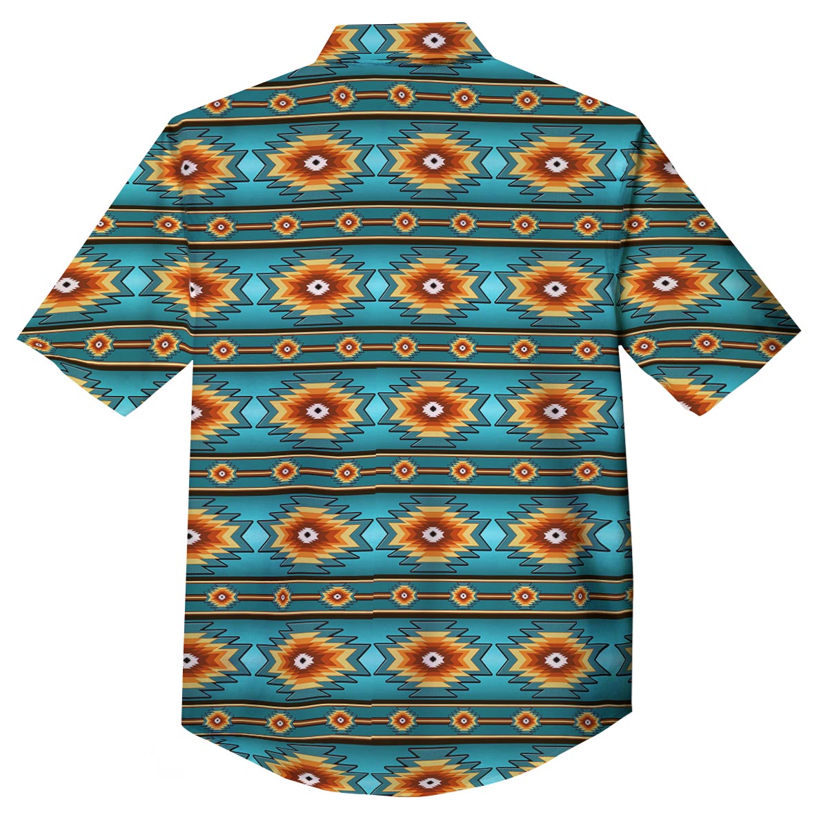 Navajo Teal Southwestern Print Pattern Button Up Shirt-grizzshop