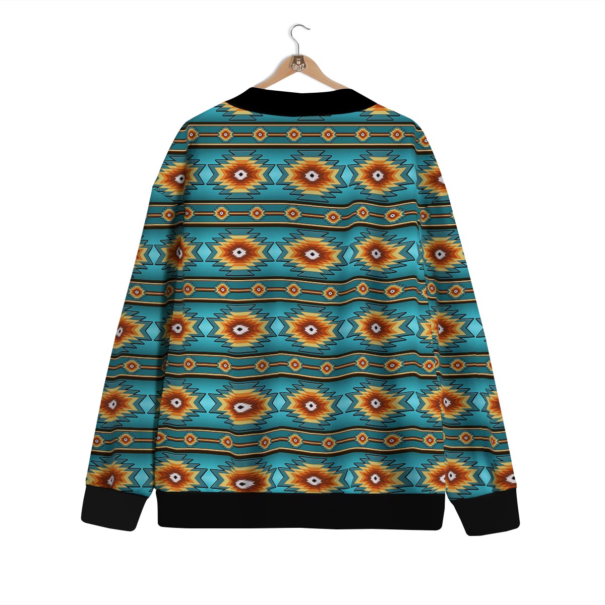 Navajo Teal Southwestern Print Pattern Cardigan-grizzshop