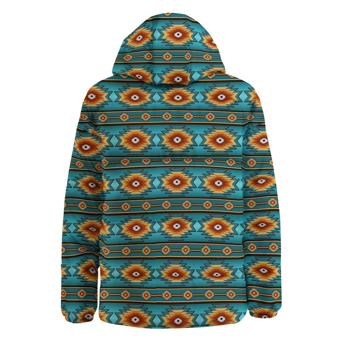 Navajo Teal Southwestern Print Pattern Down Jacket-grizzshop