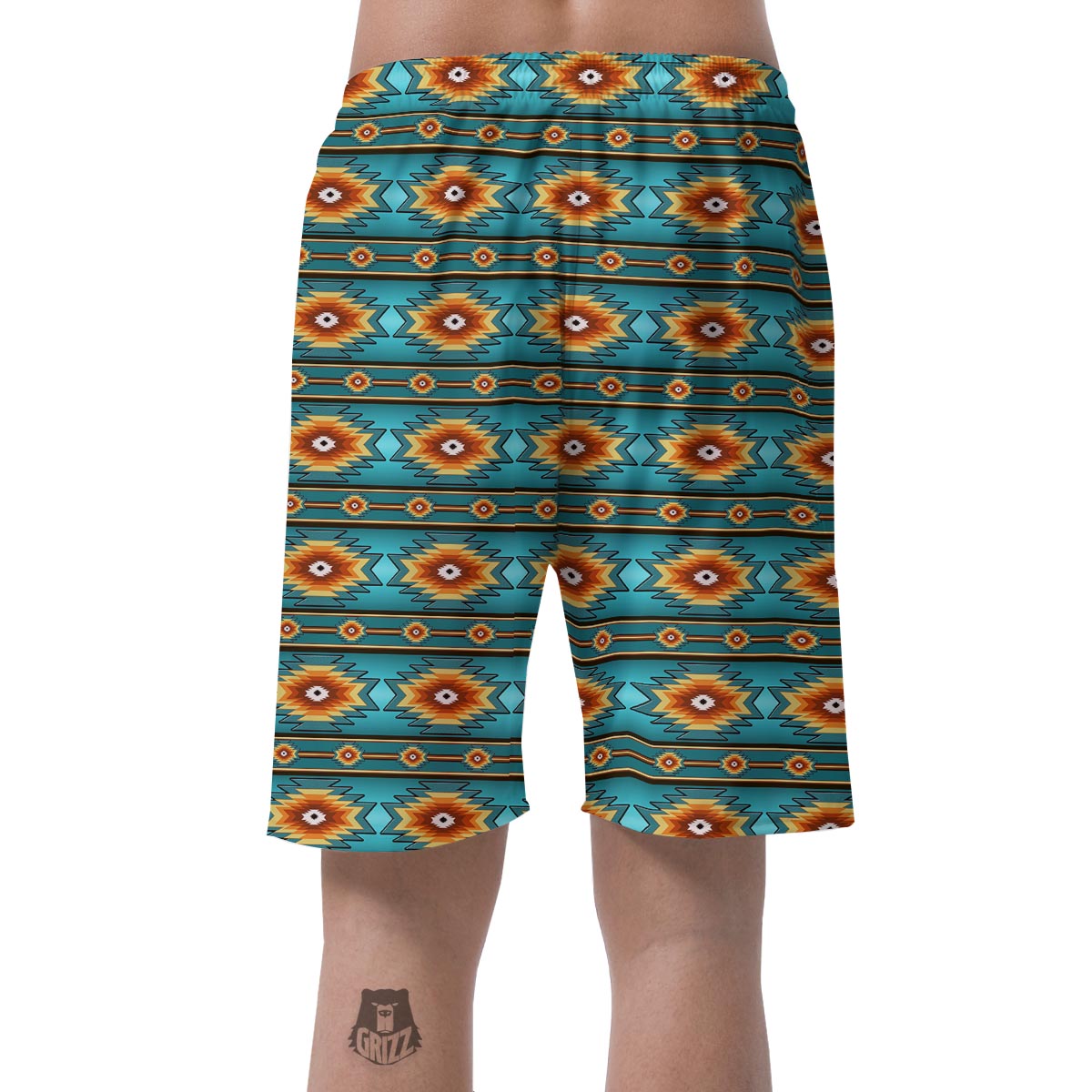 Navajo Teal Southwestern Print Pattern Men's Shorts-grizzshop