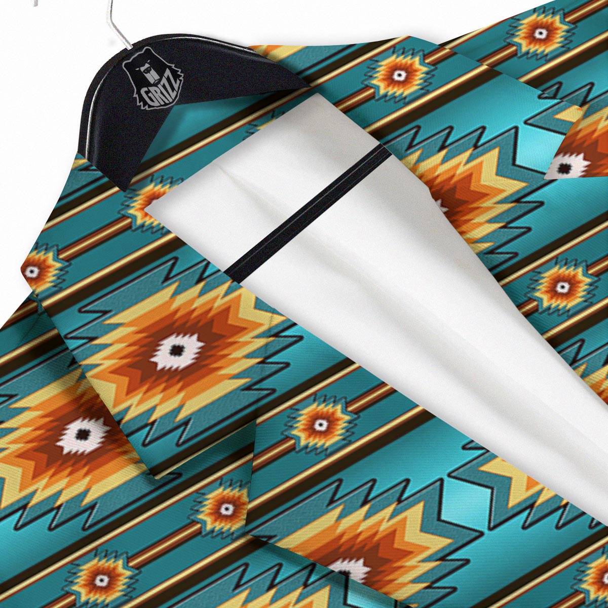 Navajo Teal Southwestern Print Pattern Men's Sport Coat-grizzshop