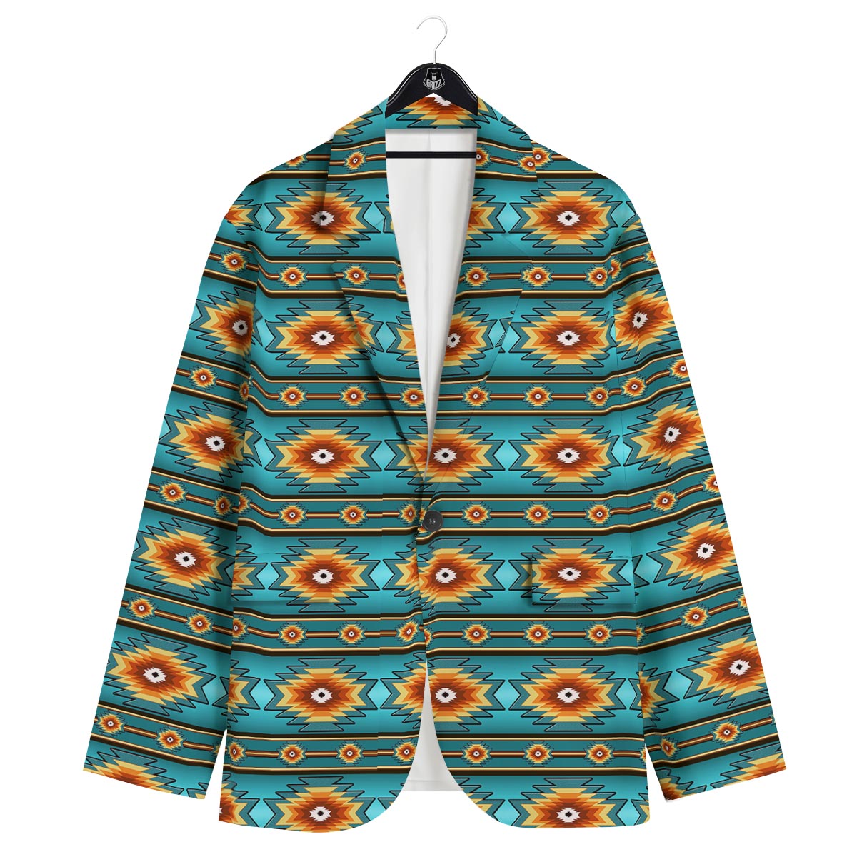 Navajo Teal Southwestern Print Pattern Men's Sport Coat-grizzshop