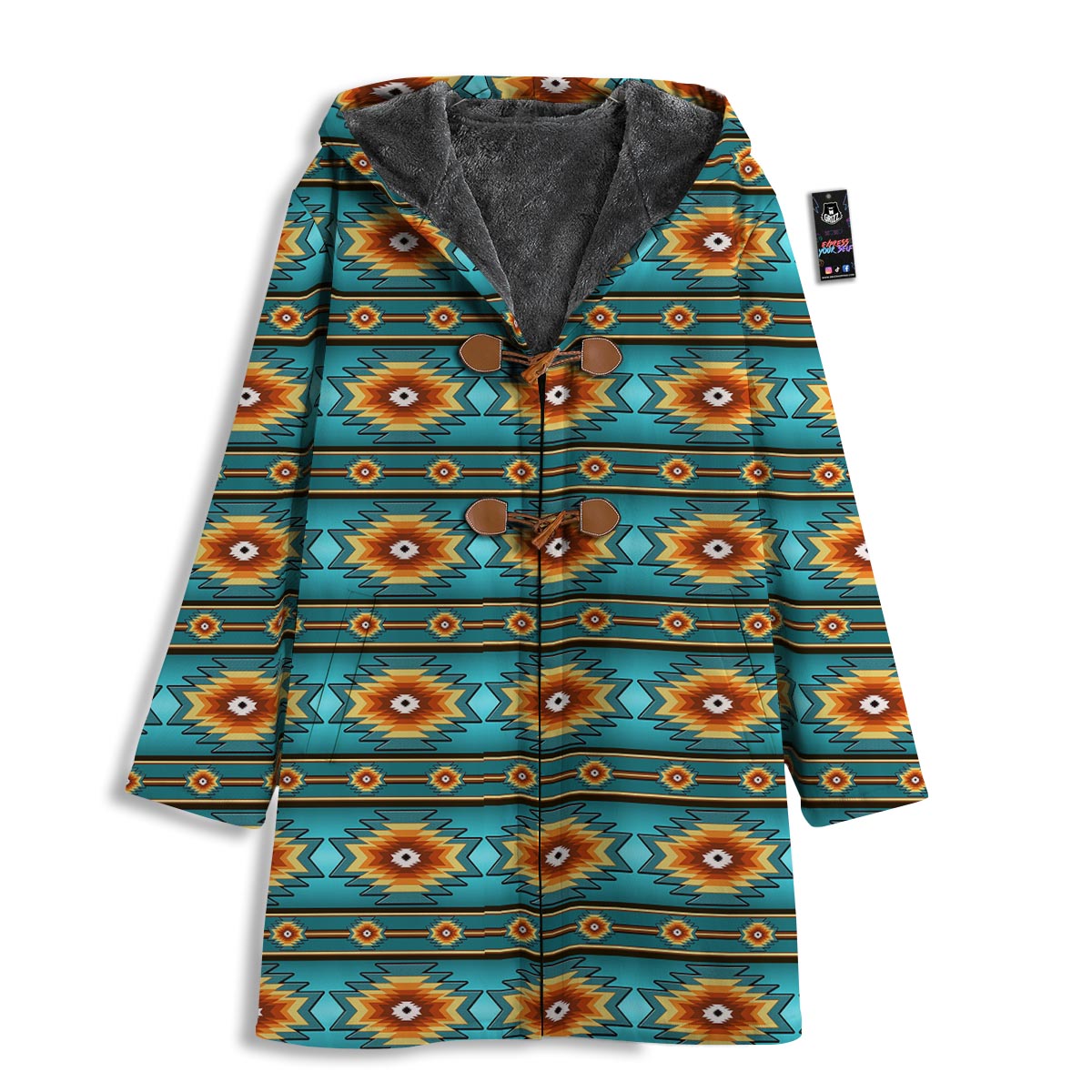 Navajo Teal Southwestern Print Pattern Men's Windbreaker Jacket-grizzshop