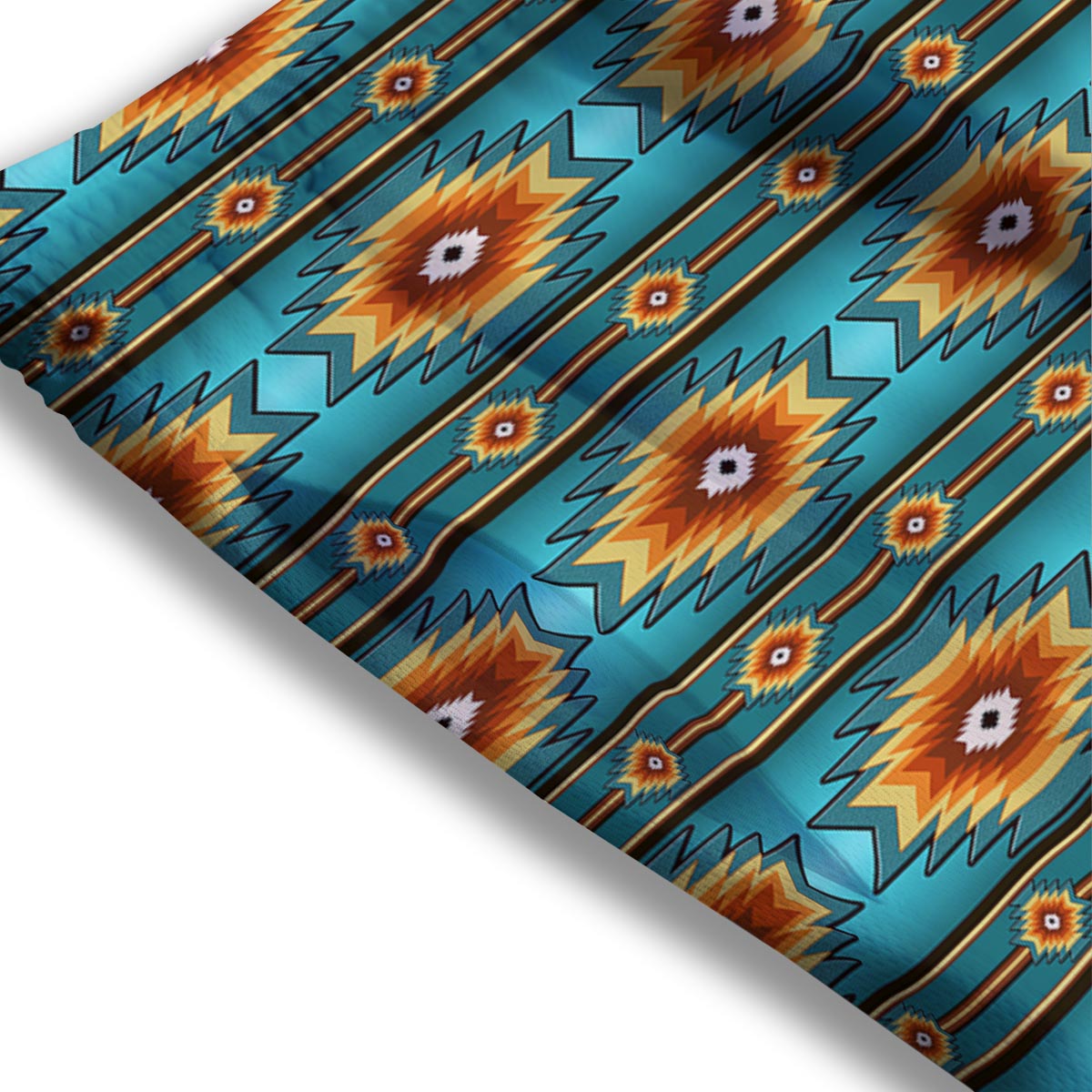 Navajo Teal Southwestern Print Pattern Mesh Shorts