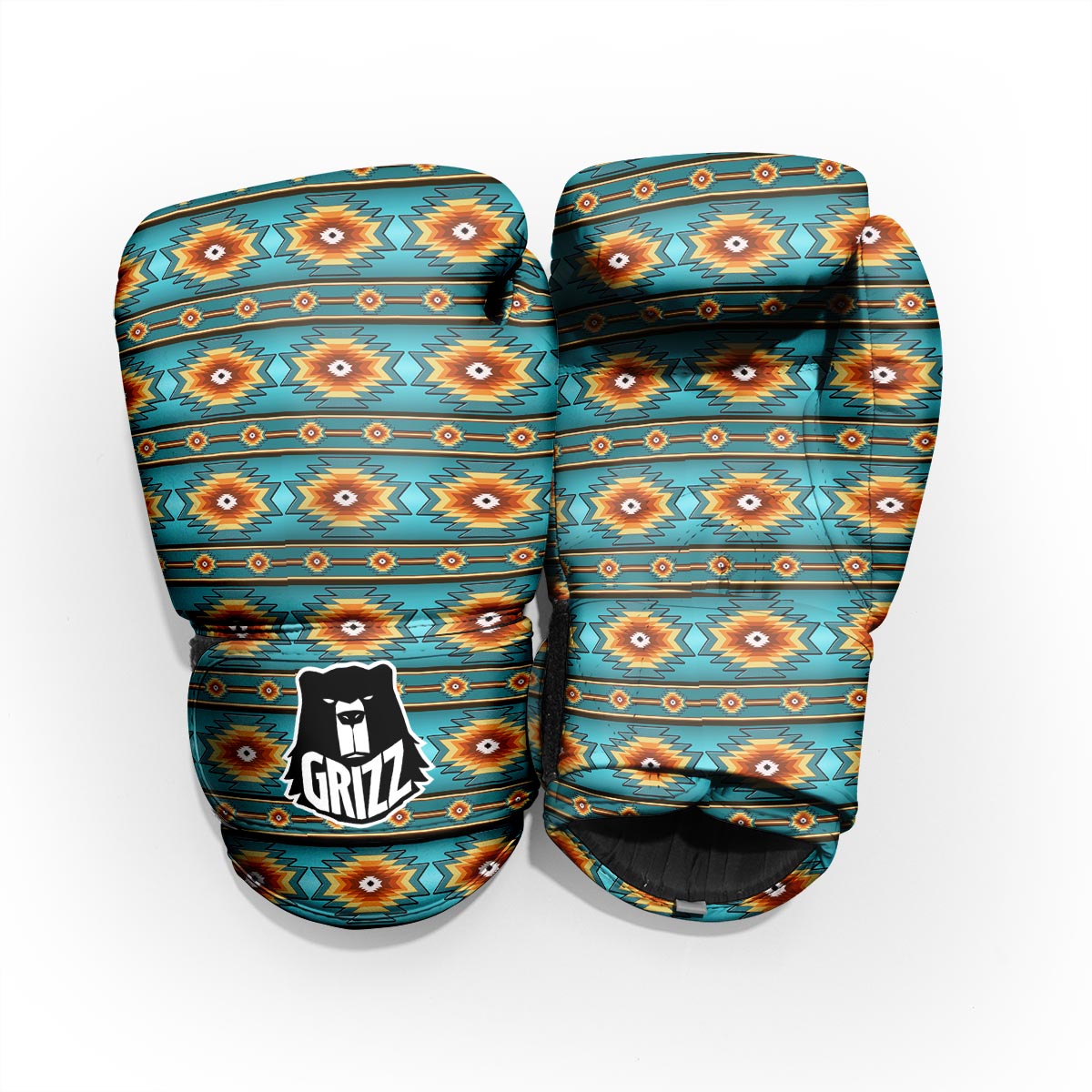 Navajo Teal Southwestern Print Pattern Pro Boxing Glove