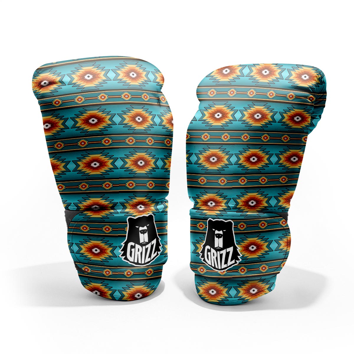 Navajo Teal Southwestern Print Pattern Pro Boxing Glove