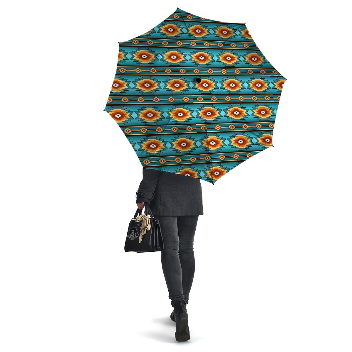 Navajo Teal Southwestern Print Pattern Umbrella-grizzshop