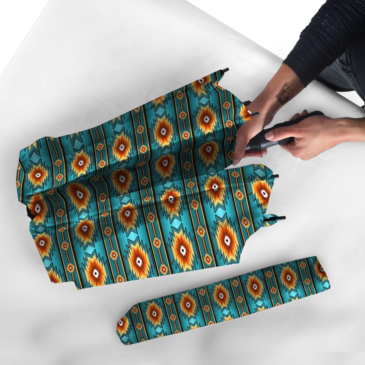 Navajo Teal Southwestern Print Pattern Umbrella-grizzshop