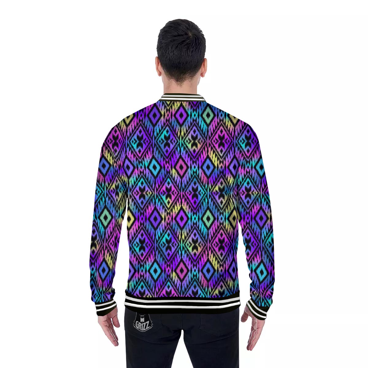Navajo Triangle Ethnic Print Pattern Baseball Jacket-grizzshop