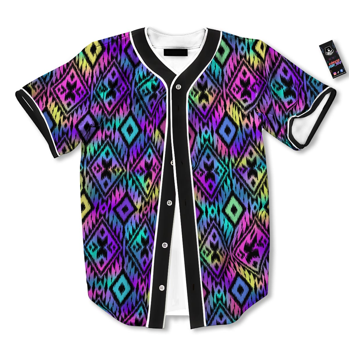 Navajo Triangle Ethnic Print Pattern Baseball Jersey-grizzshop