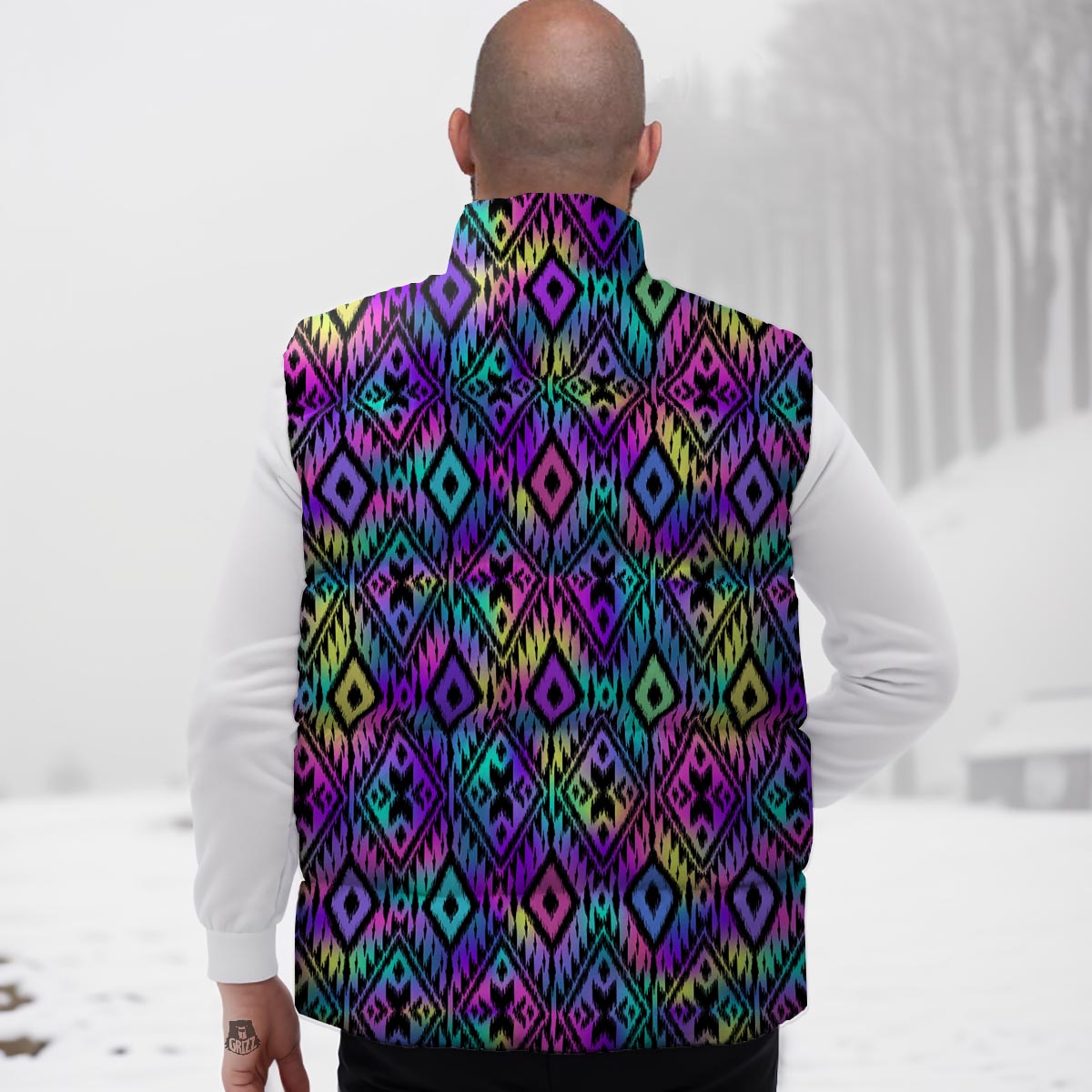 Navajo Triangle Ethnic Print Pattern Down Vest