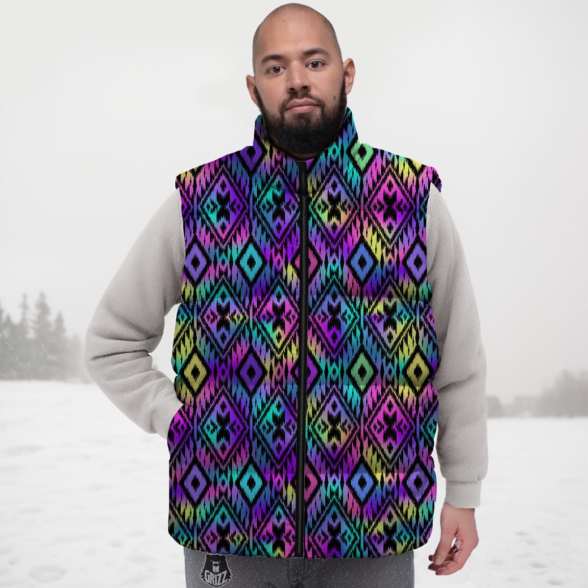 Navajo Triangle Ethnic Print Pattern Down Vest
