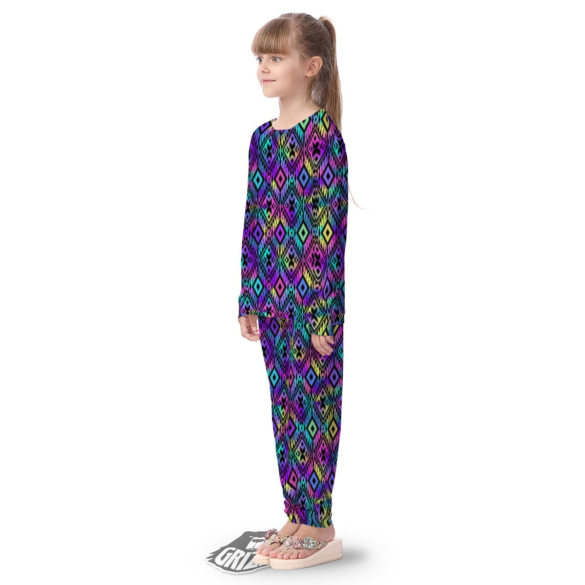 Navajo Triangle Ethnic Print Pattern Kid's Pajamas-grizzshop
