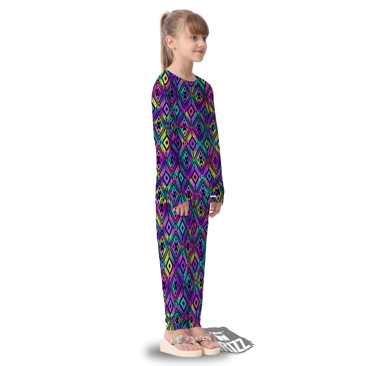 Navajo Triangle Ethnic Print Pattern Kid's Pajamas-grizzshop
