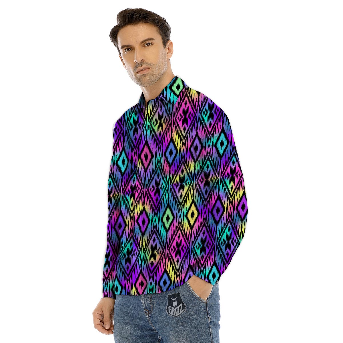 Navajo Triangle Ethnic Print Pattern Men's Dress Shirts-grizzshop