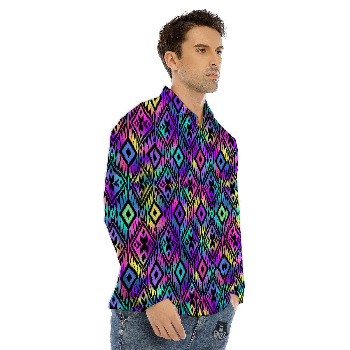 Navajo Triangle Ethnic Print Pattern Men's Dress Shirts-grizzshop