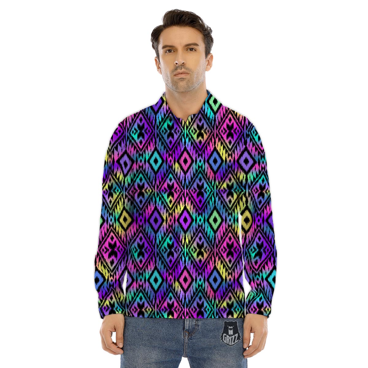 Navajo Triangle Ethnic Print Pattern Men's Dress Shirts-grizzshop