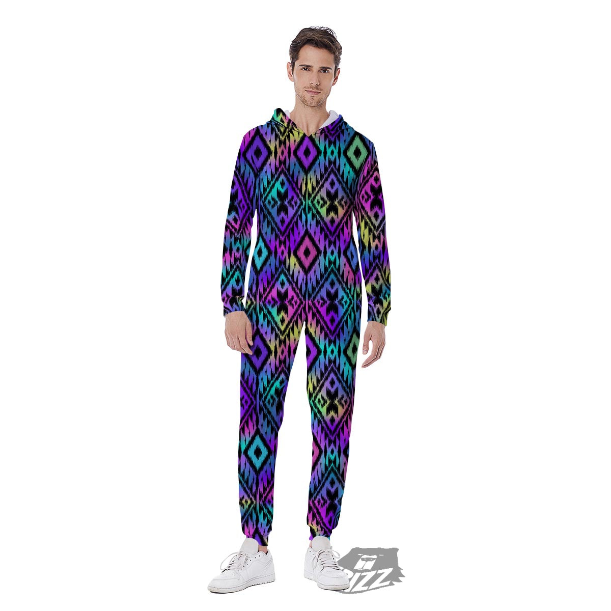 Navajo Triangle Ethnic Print Pattern Men's Jumpsuit-grizzshop